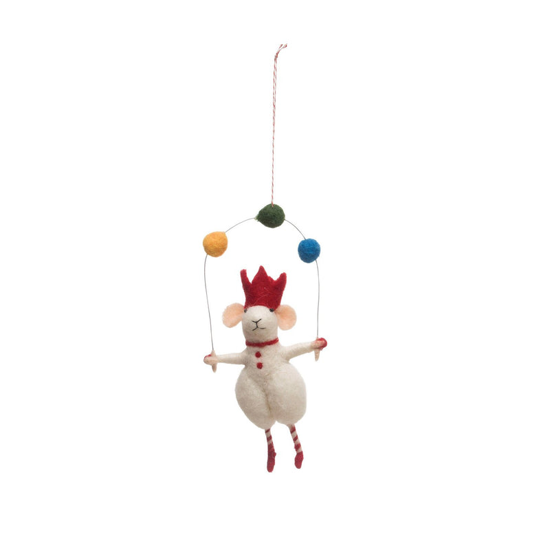 Wool Felt Juggling Mouse Ornament