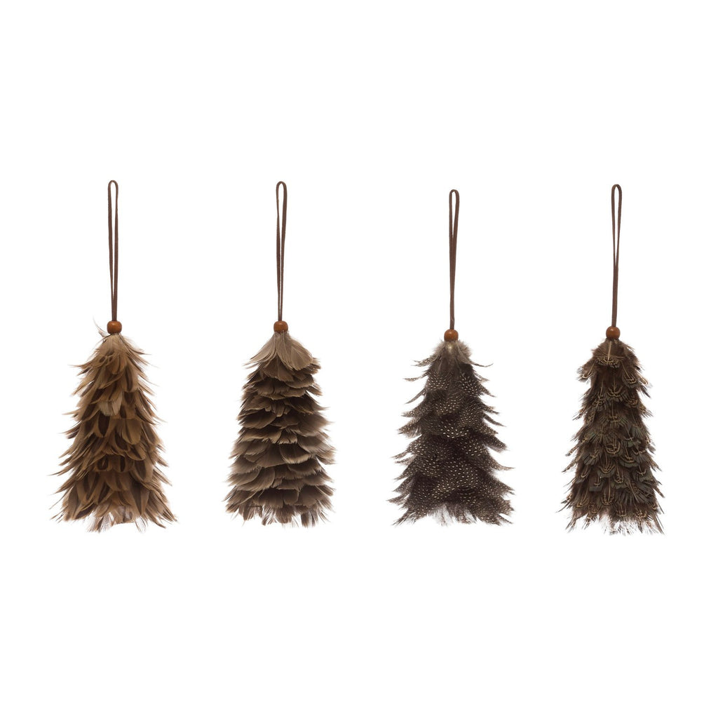 Feather Tree Ornament, Set of 4