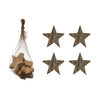 Wood Stars in Mesh Bag, Set of 4