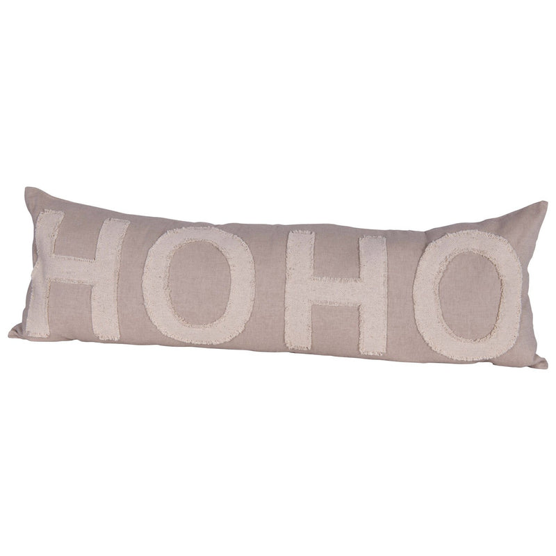 "Ho Ho" Applique Lumbar Pillow, Taupe