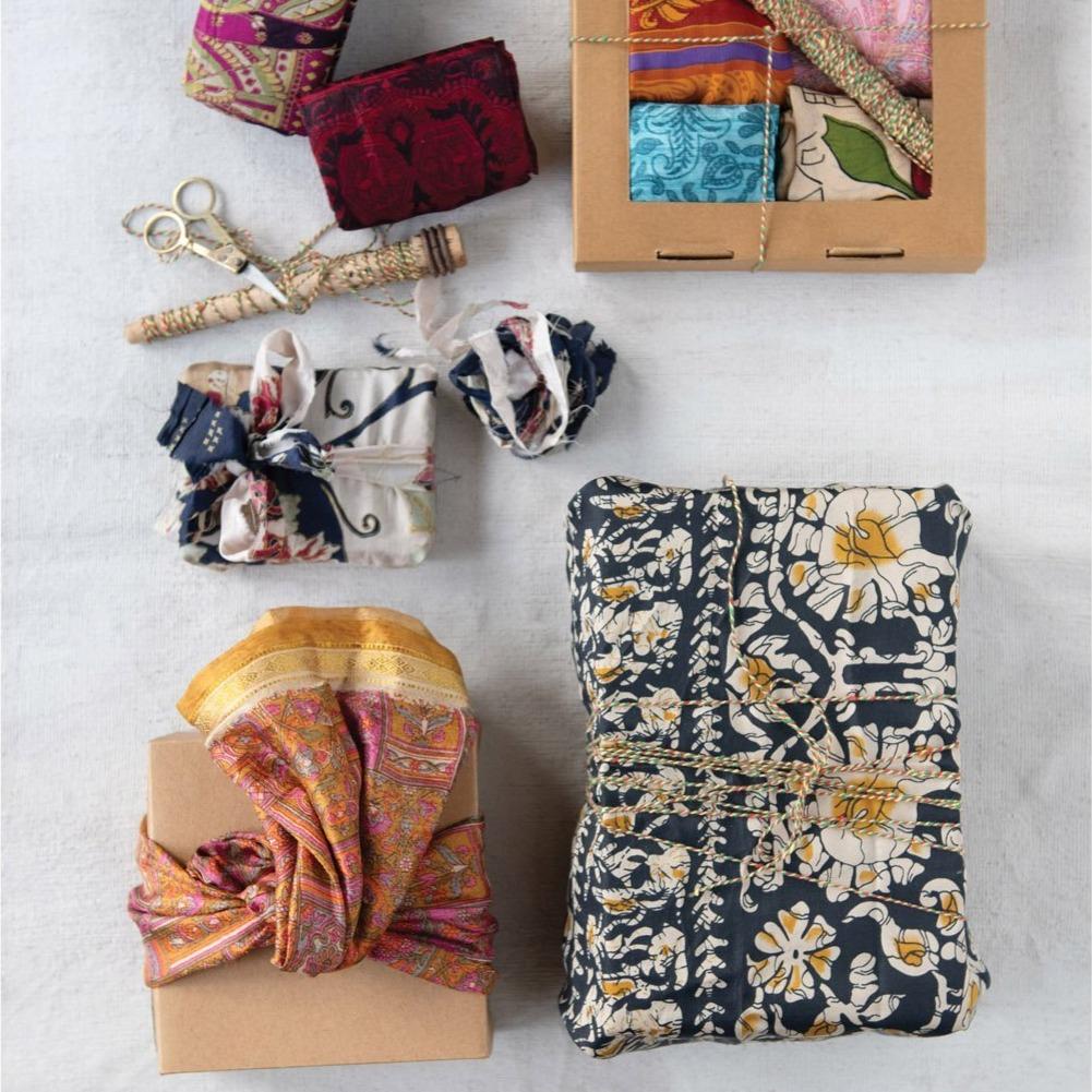 Vintage Silk Sari Fabric Gift Wrapping Kit