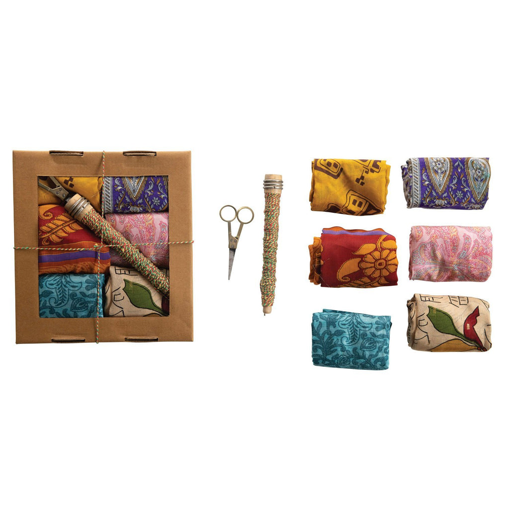 Vintage Silk Sari Fabric Gift Wrapping Kit