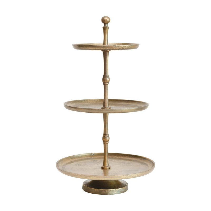 Cast Metal 3-Tier Tray with Antique Finish