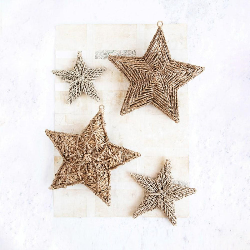 Seagrass Star Ornaments, Set of 2