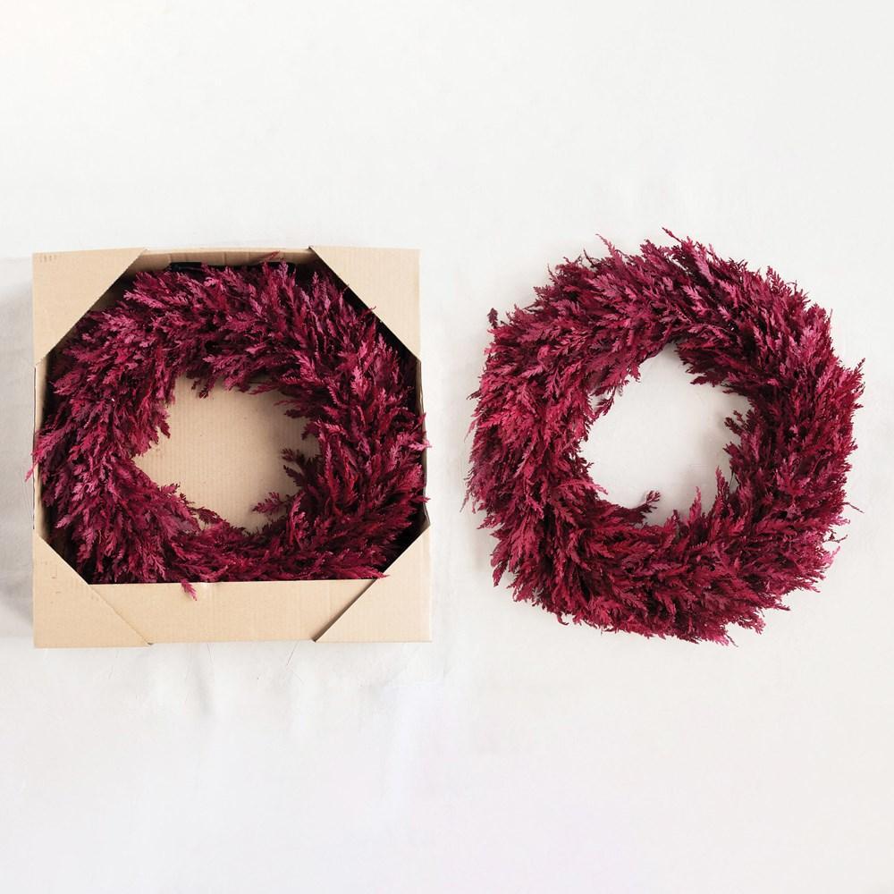 Preserved Cypress Wreath, Burgundy