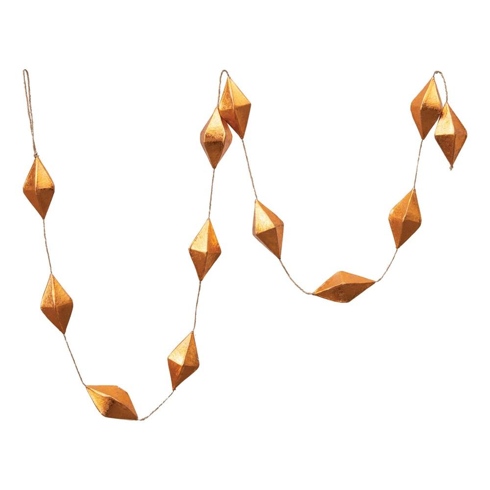 Handmade Geometric Paper Mache Garland in Copper