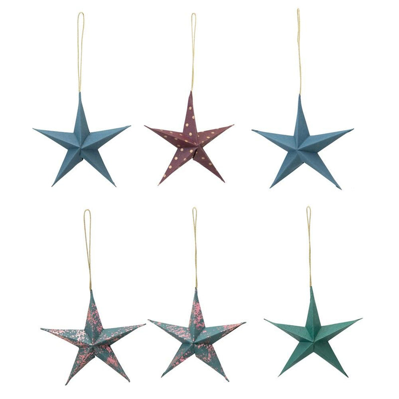 Paper Star Ornaments, Set of 6