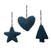 Cotton Corduroy Ornament, Blue,  Set of 3 Styles