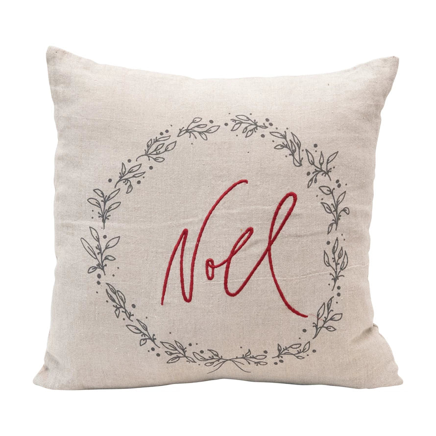 Noel Embroidered Pillow