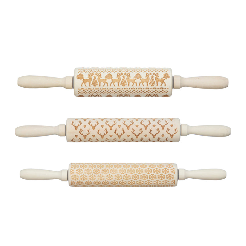 Carved Wood Rolling Pin in Various Styles