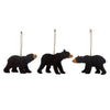 Faux Fur Black Bear Ornament, Set of 3