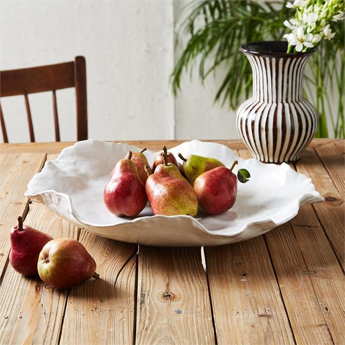 Large White Free Form Bowl design by Tozai