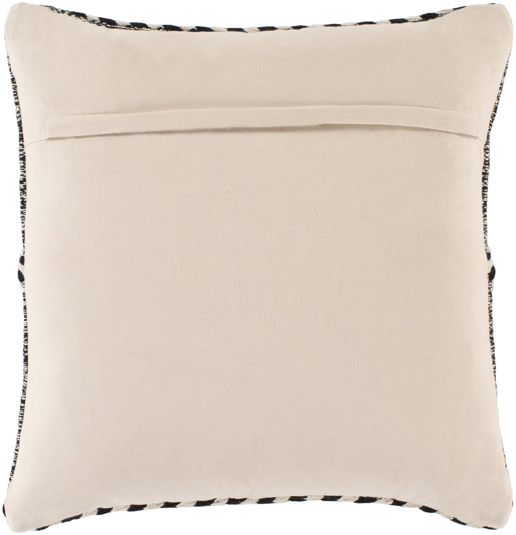 Zanafi ZNF-001 Hand Woven Pillow in Black & Cream by Surya